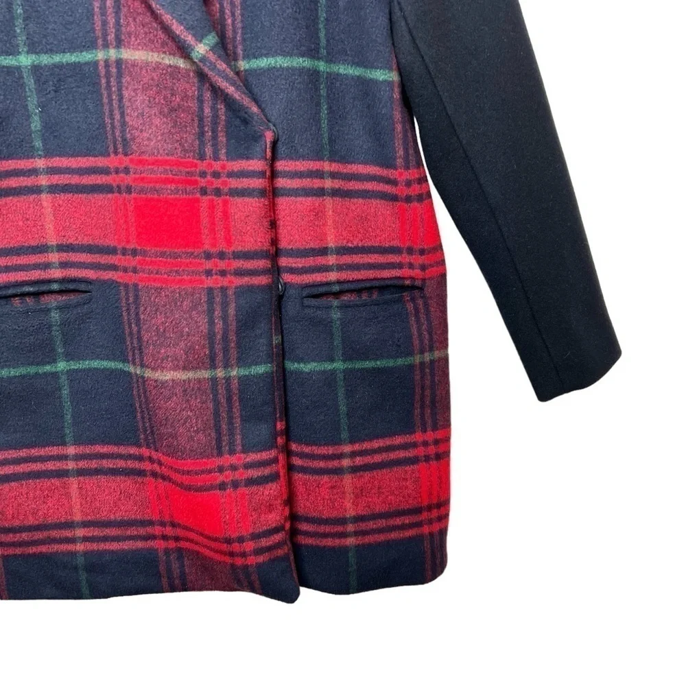 GAP Women’s Wool Blend Plaid Double Breasted Driving Coat Sz S